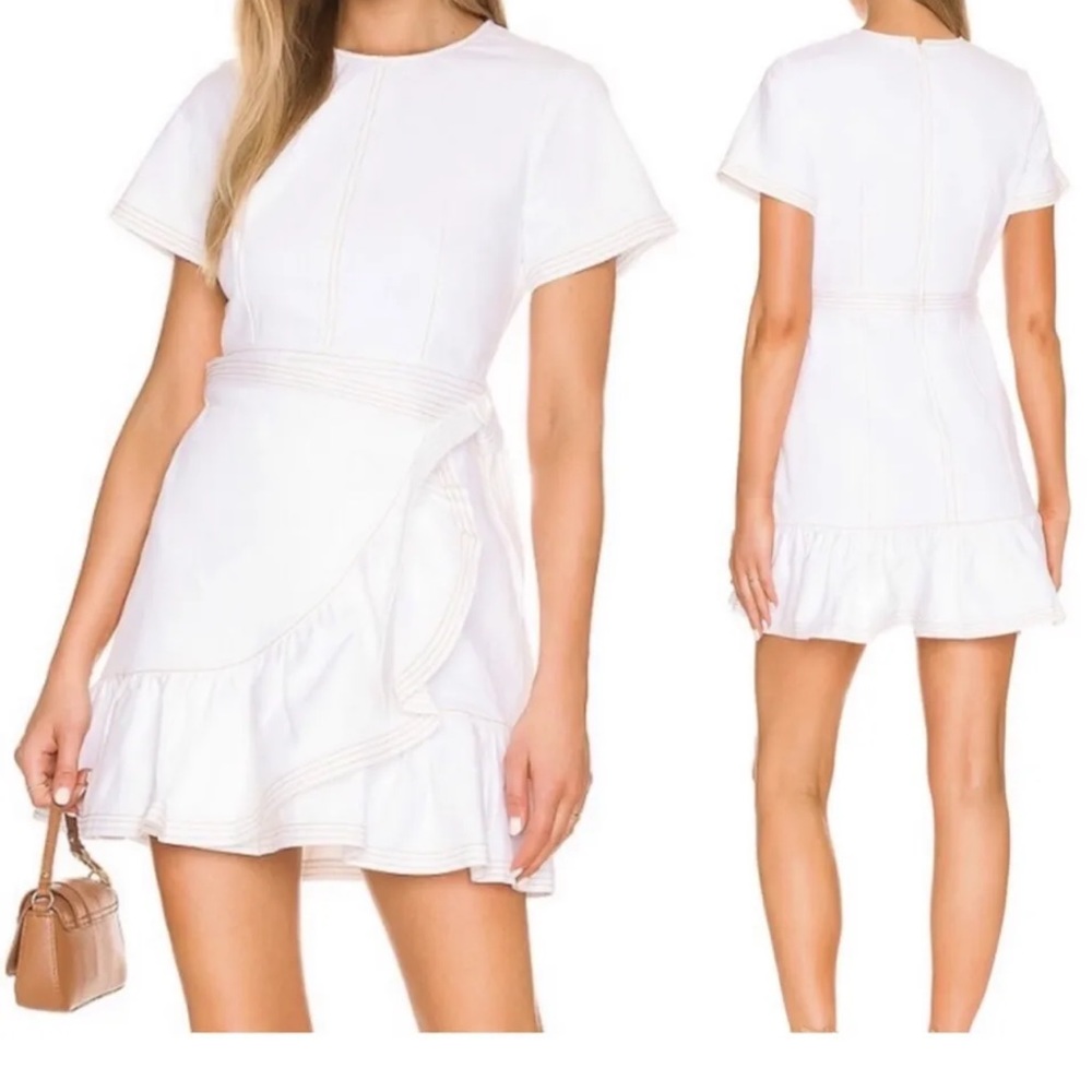 Cinq a Sept ~ Size 2 ~ White Denim Josi Ruffled Mini Dress ~ $395